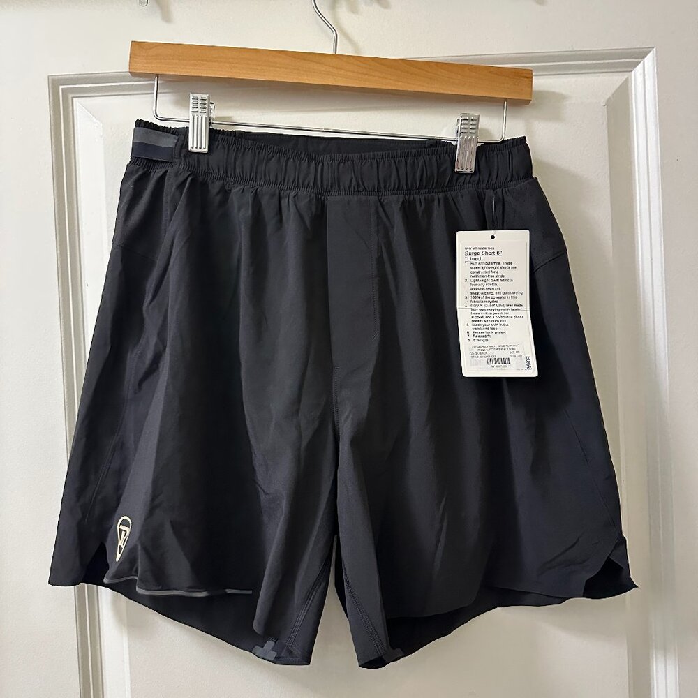 lululemon Surge Short 6" Lined Men's MD Black Official Rock N Roll Series NWT